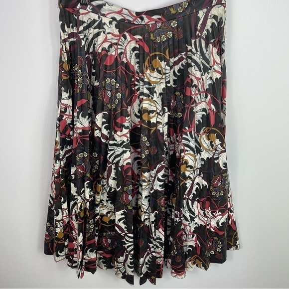 TOPSHOP Skirt Sz 6 Ramble Pleated Faux Leather Floral Midi - Picture 5 of 11